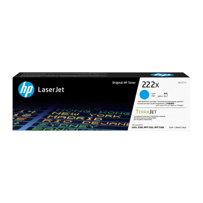 HP 222X Original High Yield Cyan LaserJet Toner Cartridge