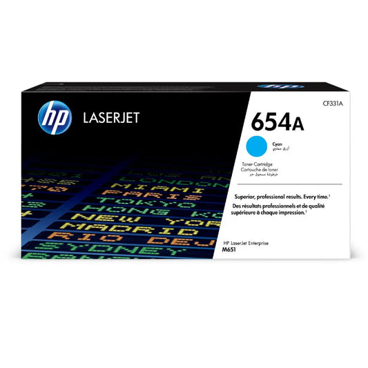 HP 654A Original Cyan LaserJet Toner Cartridge