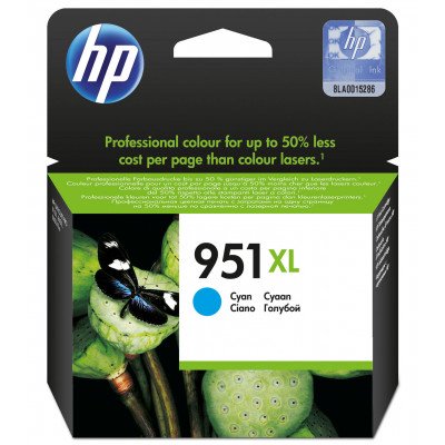 HP 951XL High Yield Cyan Original Ink Cartridge (1,500 Pgs)